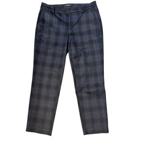 Liverpool Trousers Pants Black Blue Plaid Ankle Flat Front Sz 10 Preppy Office